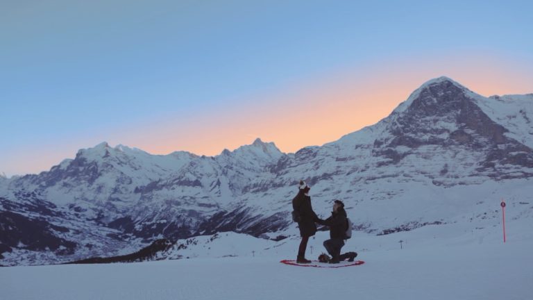 A Magical Snowy Mountain Proposal in the Swiss Alps